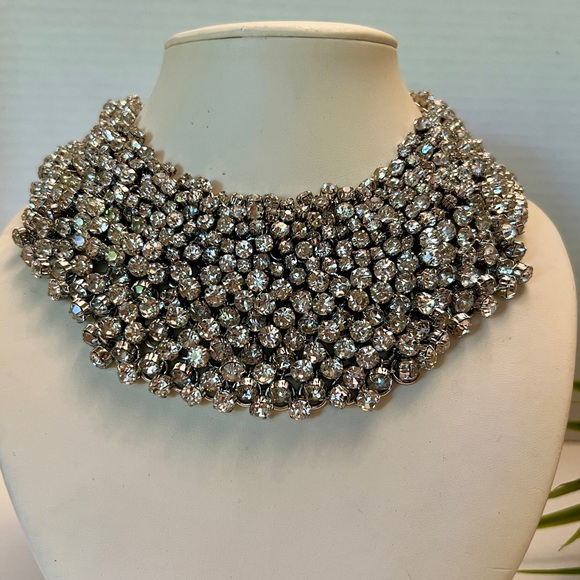 Natasha Jewelry - NWOT Designer Signed Natasha Sparkling Crystal Bib Choker Collar Necklace